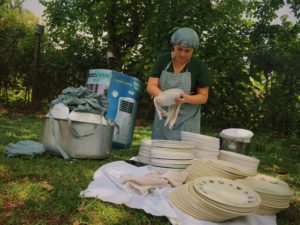 washing dishes for a wedding